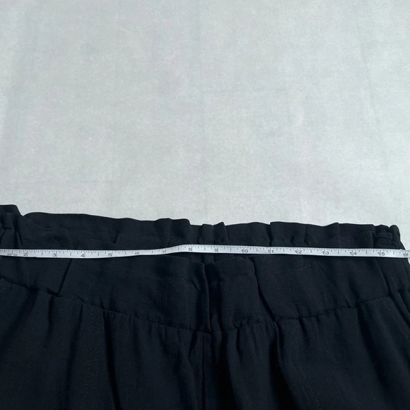 LC Waikiki Black High Waist Paperbag Wide Leg Cropped Pants Culottes Size 10 New - Picture 6 of 8